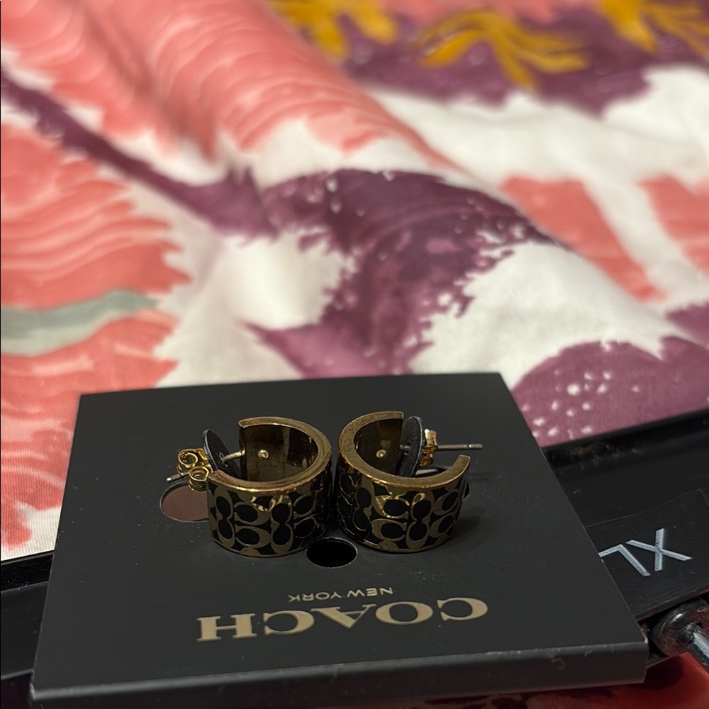 Coach Gold Classic Hoop Earrings - Picture 3 of 3
